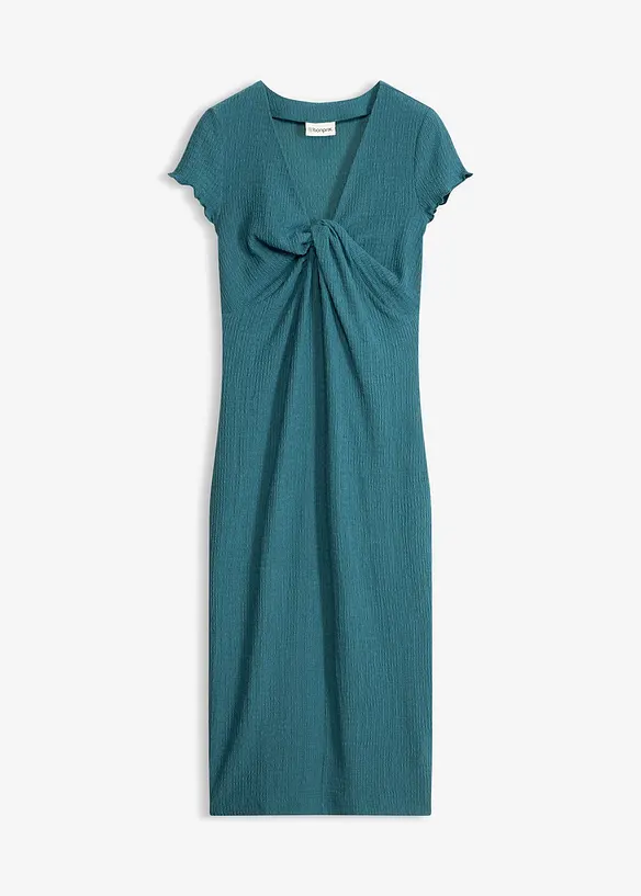 Jerseykleid aus strukturiertem Crêpe in petrol von vorne - bonprix Jerseykleid aus strukturiertem Crêpe in petrol von vorne - bonprix