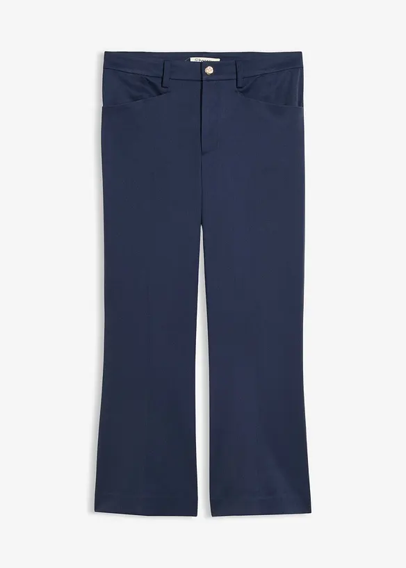 Ausgestellte 7/8 Hose mit dekorativem Knopf in blau von vorne - bonprix Ausgestellte 7/8 Hose mit dekorativem Knopf in blau von vorne - bonprix