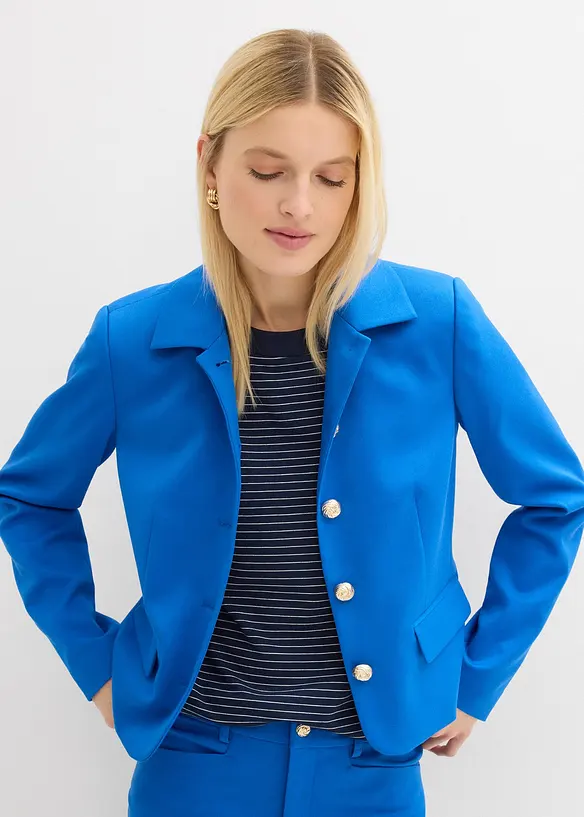 Kurzblazer in blau von vorne (im Anschnitt) - bonprix Kurzblazer in blau von vorne (im Anschnitt) - bonprix