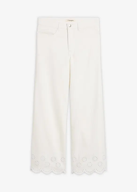Culotte aus elastischem Baumwoll-Mix in weiß von vorne - bonprix Culotte aus elastischem Baumwoll-Mix in weiß von vorne - bonprix