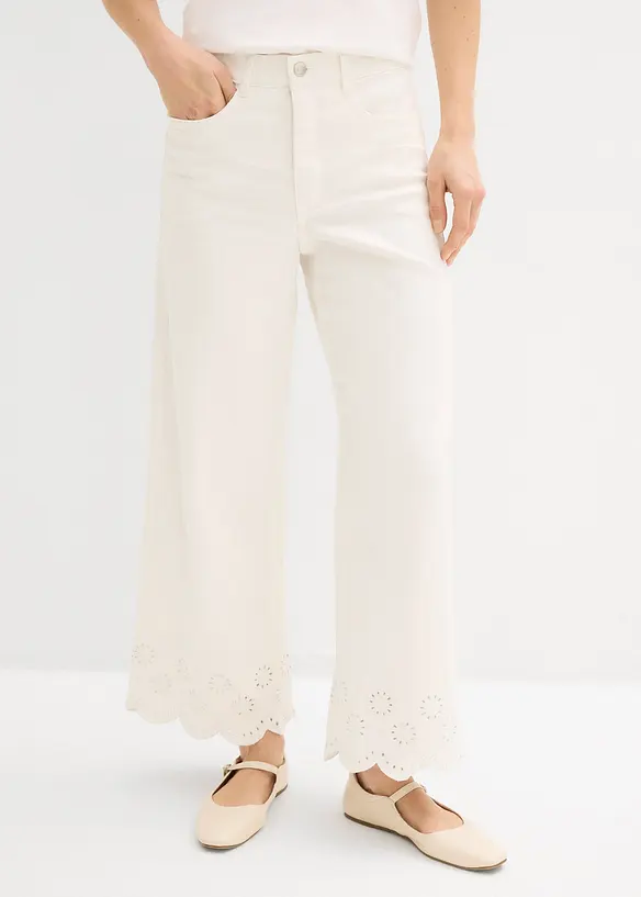 Culotte aus elastischem Baumwoll-Mix in weiß von vorne - bonprix Culotte aus elastischem Baumwoll-Mix in weiß von vorne - bonprix