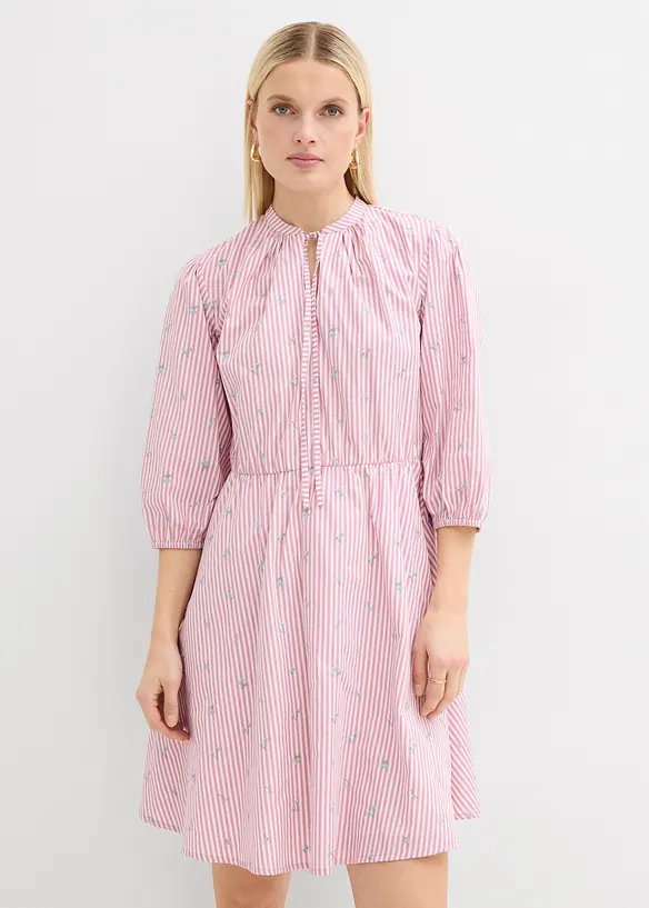 Minikleid aus reiner Baumwolle in rosa von vorne (Totalaufnahme) - bonprix