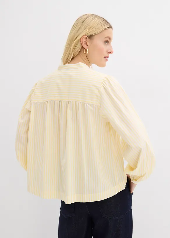 Popeline-Bluse aus Baumwoll-Mix in gelb von hinten (im Anschnitt) - bonprix Popeline-Bluse aus Baumwoll-Mix in gelb von hinten (im Anschnitt) - bonprix