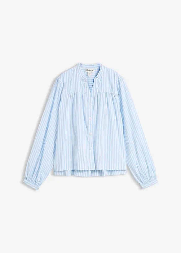 Popeline-Bluse aus Baumwoll-Mix in blau von vorne - bonprix Popeline-Bluse aus Baumwoll-Mix in blau von vorne - bonprix