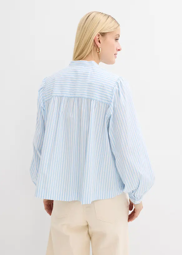 Popeline-Bluse aus Baumwoll-Mix in blau von hinten (im Anschnitt) - bonprix Popeline-Bluse aus Baumwoll-Mix in blau von hinten (im Anschnitt) - bonprix