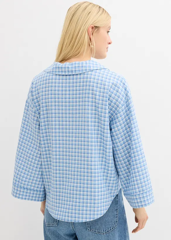 Hemdbluse aus luftigem Leinen-Viskose-Mix in blau von hinten (im Anschnitt) - bonprix Hemdbluse aus luftigem Leinen-Viskose-Mix in blau von hinten (im Anschnitt) - bonprix