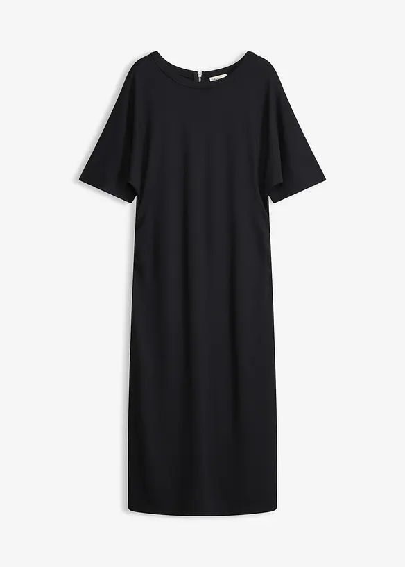 Midikleid aus bequemen Punto di Roma in schwarz von vorne - bonprix Midikleid aus bequemen Punto di Roma in schwarz von vorne - bonprix