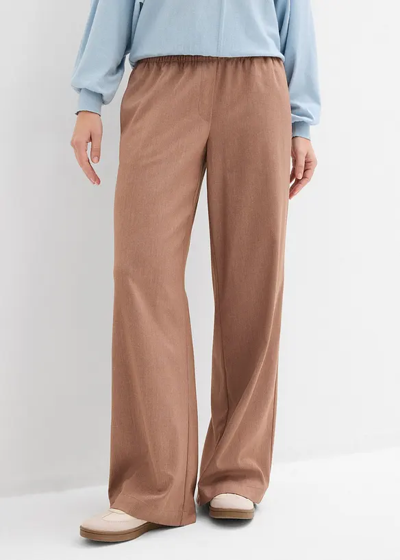 Palazzo-Hose mit Bequembund in braun von vorne - bonprix Palazzo-Hose mit Bequembund in braun von vorne - bonprix