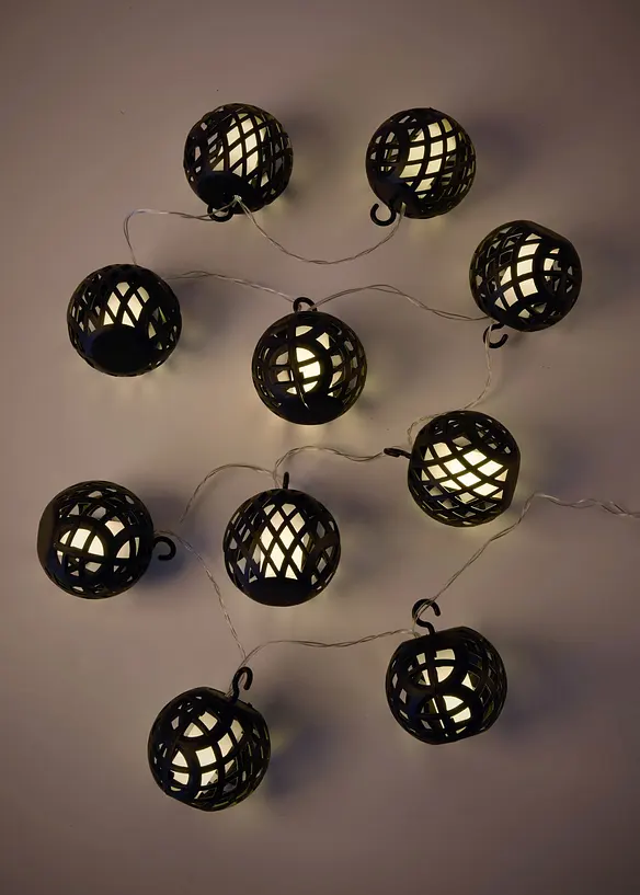 LED-Lichterkette mit Mesh-Kugeln in schwarz (Ambiente) - bonprix