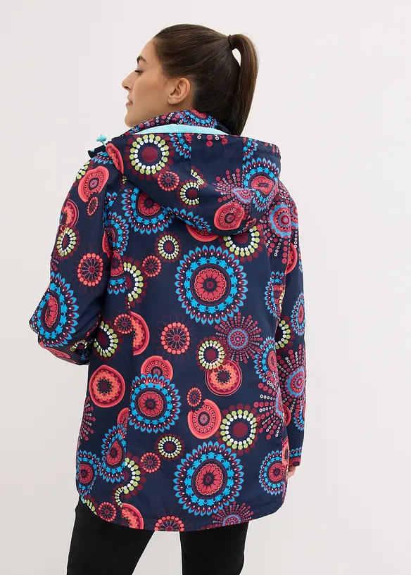 wasserdichte 3 in 1 Funktions-Jacke mit Kapuze in blau von hinten (im Anschnitt) - bonprix