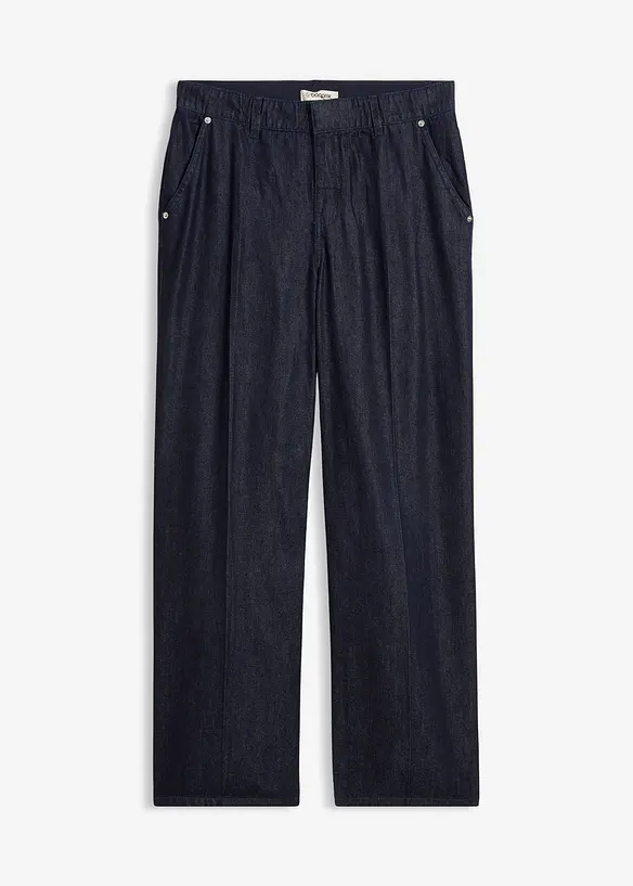 Wide-Leg-Jeans, Straight in blau von vorne - bonprix