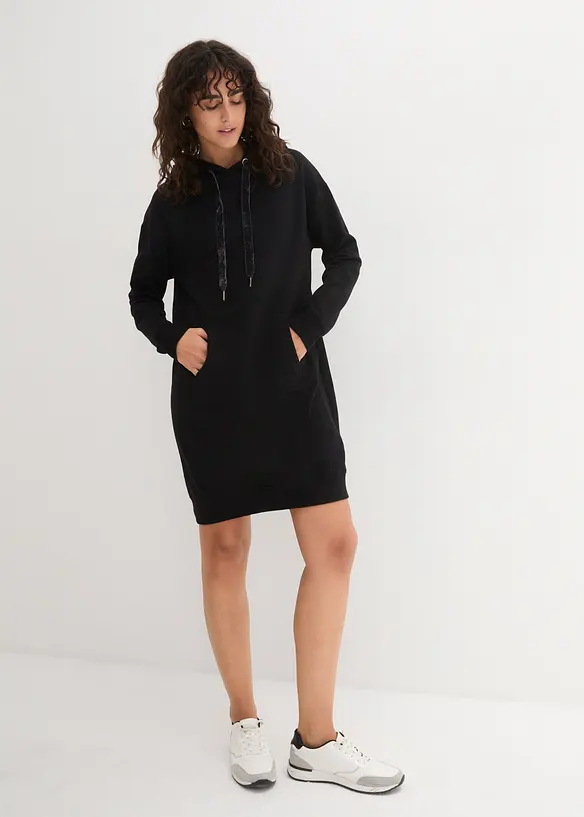Mini-Sweatkleid in schwarz von vorne (Totalaufnahme) - bonprix Mini-Sweatkleid in schwarz von vorne (Totalaufnahme) - bonprix