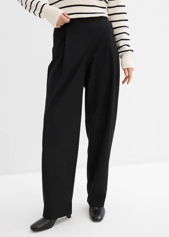 Barrel-Hose mit hohem Bund in schwarz von vorne - bonprix Barrel-Hose mit hohem Bund in schwarz von vorne - bonprix