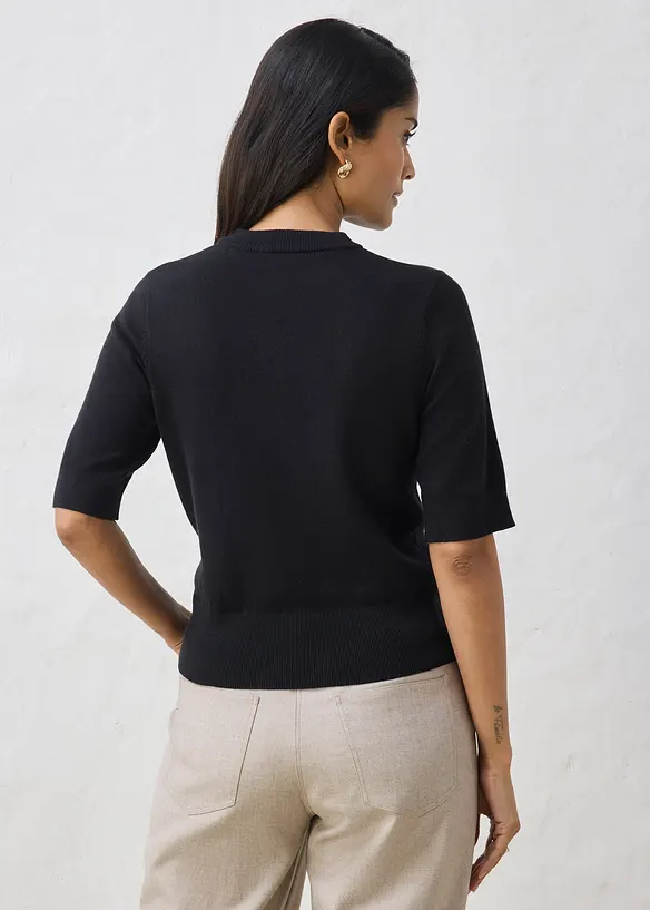 Pullover mit Seidenanteil in schwarz von hinten (im Anschnitt) - bonprix Pullover mit Seidenanteil in schwarz von hinten (im Anschnitt) - bonprix
