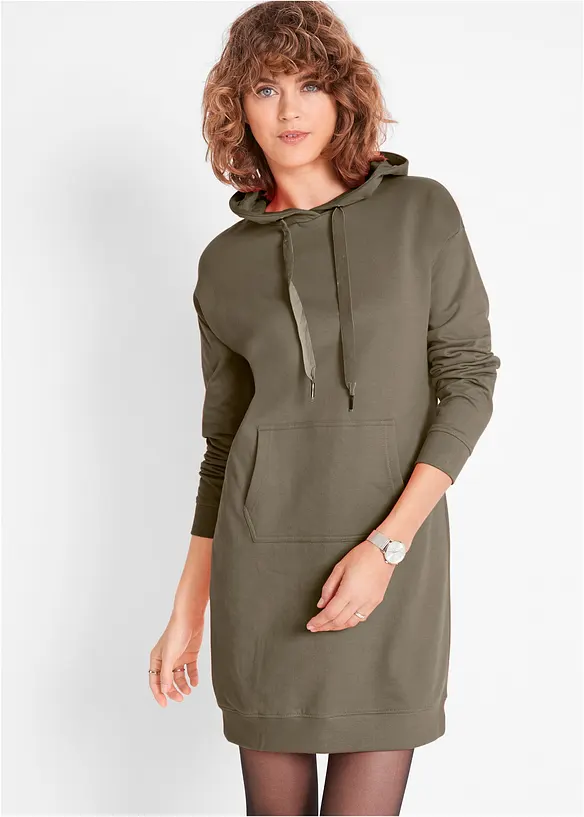 Mini-Sweatkleid in grün von vorne (Totalaufnahme) - bonprix Mini-Sweatkleid in grün von vorne (Totalaufnahme) - bonprix