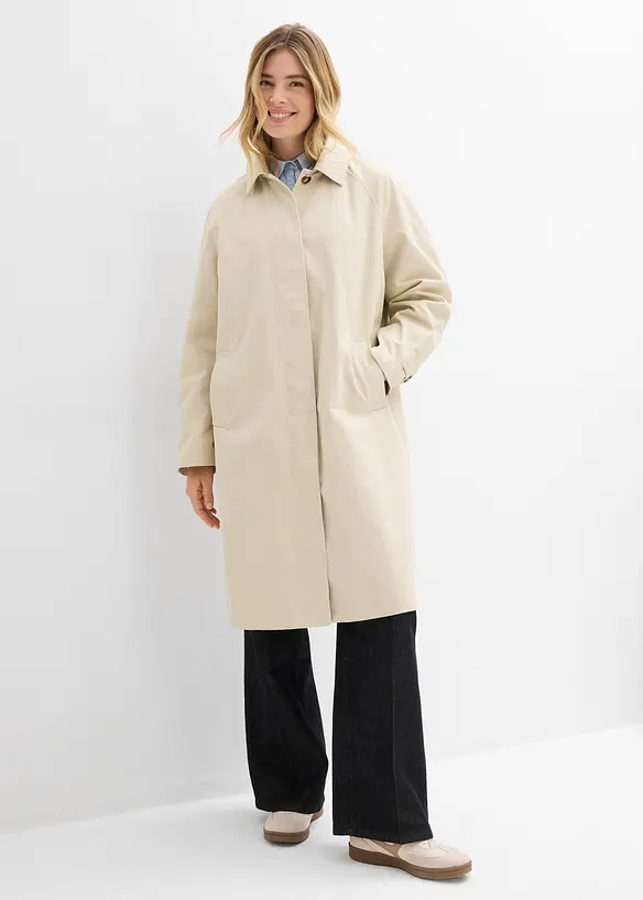 Einreihiger Trenchcoat in beige von vorne (Totalaufnahme) - bonprix