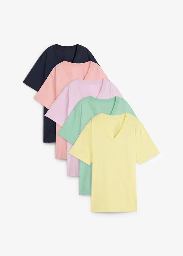 Longshirt (5er Pack) in rosa von vorne - bonprix Longshirt (5er Pack) in rosa von vorne - bonprix