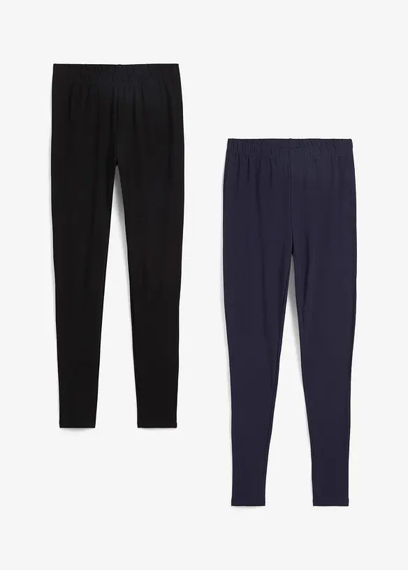 Leggings (2er Pack) in schwarz von vorne - bonprix