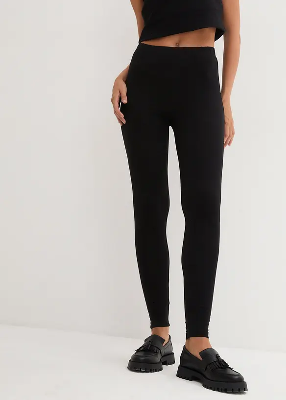 Leggings (2er Pack) in schwarz von vorne - bonprix