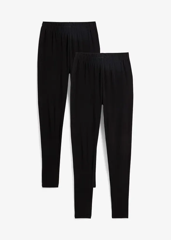 Leggings (2er Pack) in schwarz von vorne - bonprix Leggings (2er Pack) in schwarz von vorne - bonprix