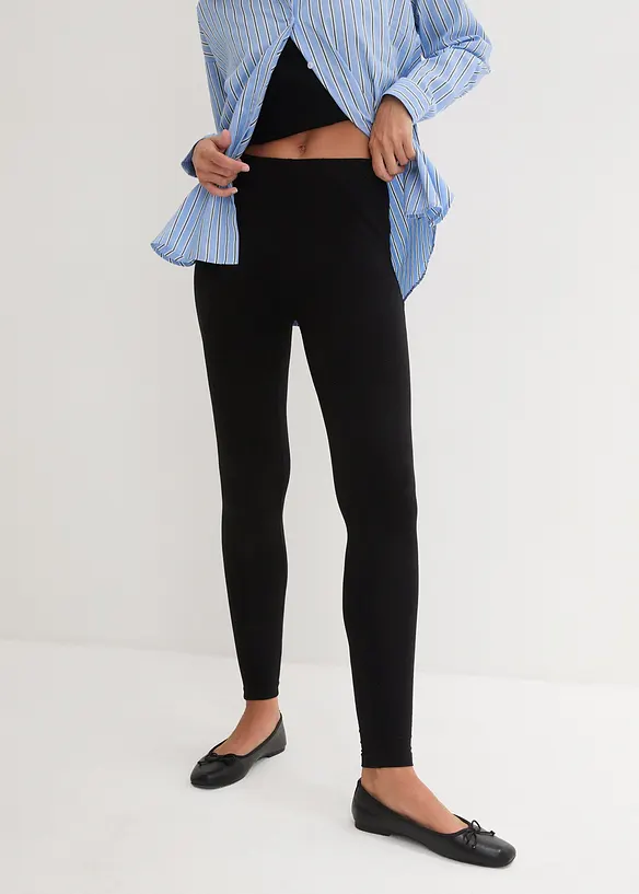 Leggings (2er Pack) in schwarz von vorne - bonprix Leggings (2er Pack) in schwarz von vorne - bonprix