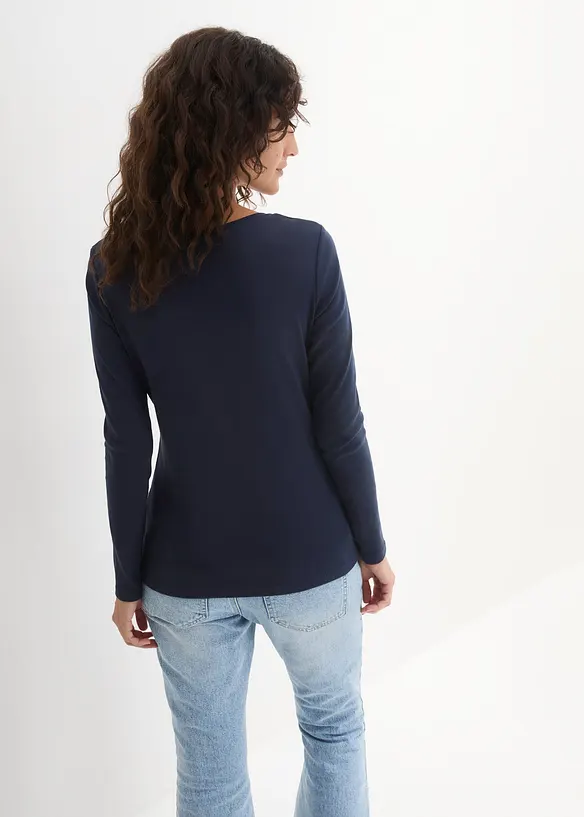 Langarmshirt aus reiner Bio-Baumwolle in blau von hinten (im Anschnitt) - bonprix Langarmshirt aus reiner Bio-Baumwolle in blau von hinten (im Anschnitt) - bonprix