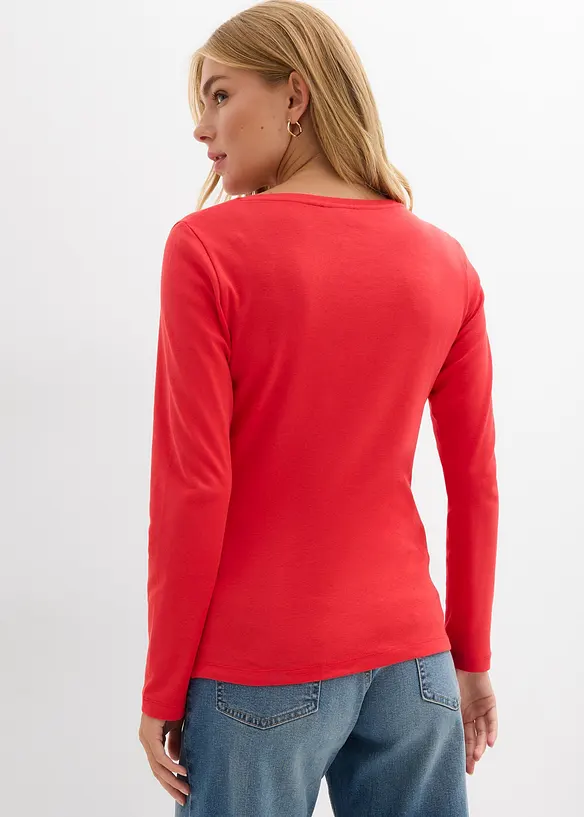 Langarmshirt aus reiner Bio-Baumwolle in rot von hinten (im Anschnitt) - bonprix Langarmshirt aus reiner Bio-Baumwolle in rot von hinten (im Anschnitt) - bonprix