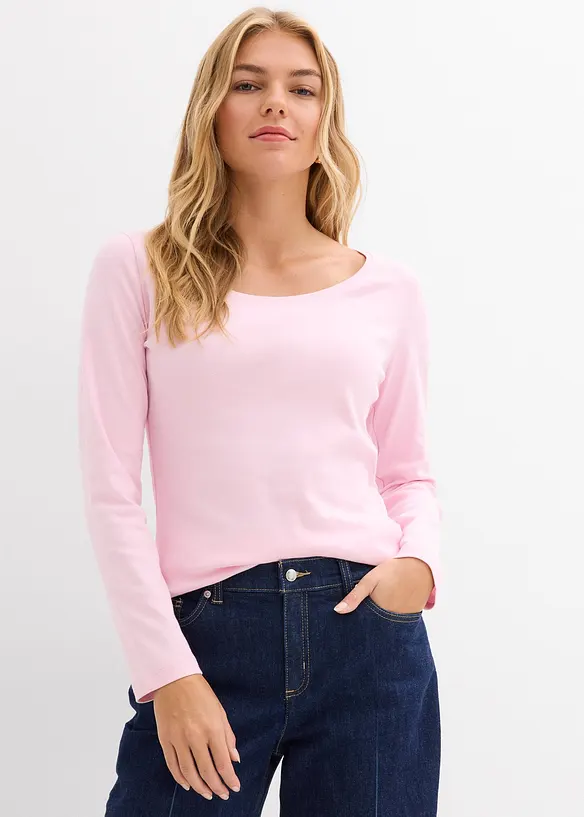 Langarmshirt aus reiner Bio-Baumwolle in rosa von vorne (im Anschnitt) - bonprix Langarmshirt aus reiner Bio-Baumwolle in rosa von vorne (im Anschnitt) - bonprix
