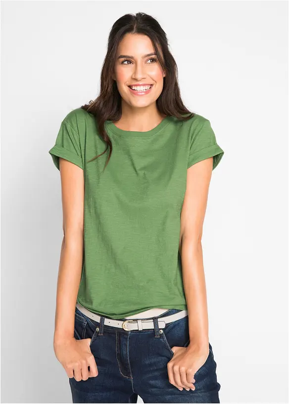 Boxy-Shirt in grün von vorne (im Anschnitt) - bonprix Boxy-Shirt in grün von vorne (im Anschnitt) - bonprix