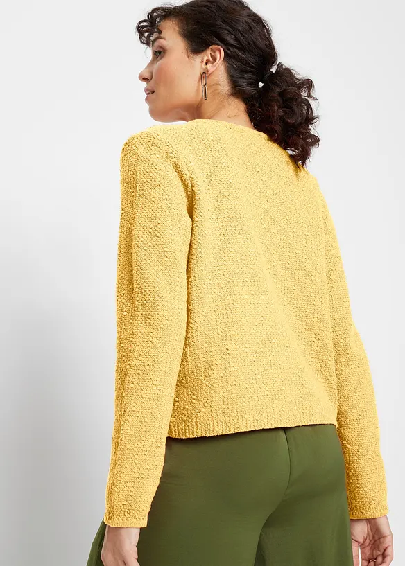 Bouclé Strickjacke in gelb von hinten (im Anschnitt) - bonprix Bouclé Strickjacke in gelb von hinten (im Anschnitt) - bonprix