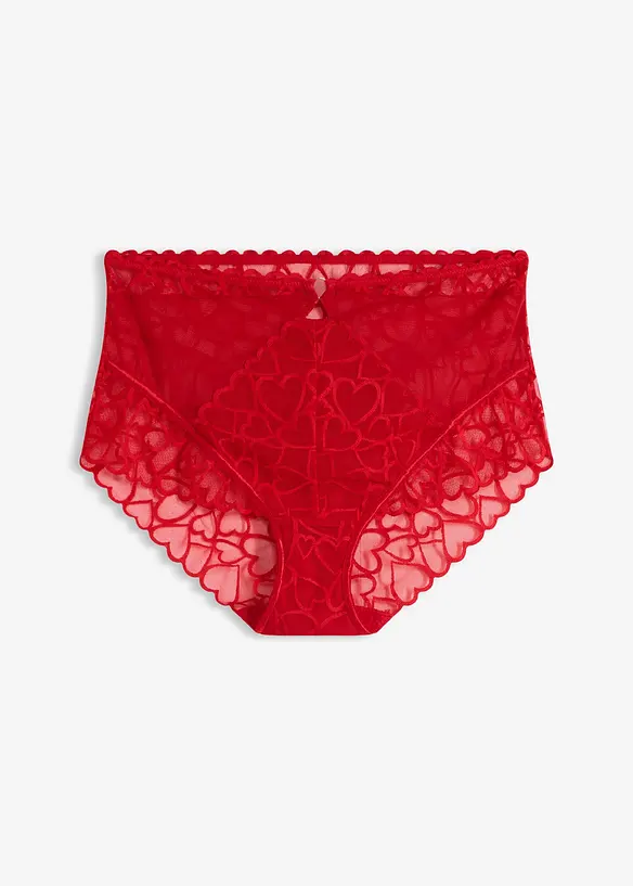 Highwaist Panty mit Herzchen-Spitze in rot von vorne - bonprix
