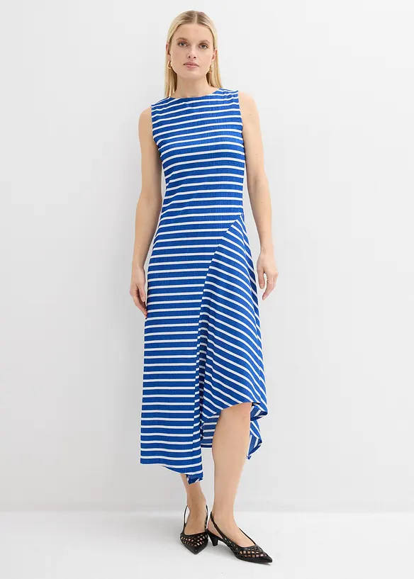 Maxikleid mit asymmetrischem Saum in blau von vorne (Totalaufnahme) - bonprix Maxikleid mit asymmetrischem Saum in blau von vorne (Totalaufnahme) - bonprix