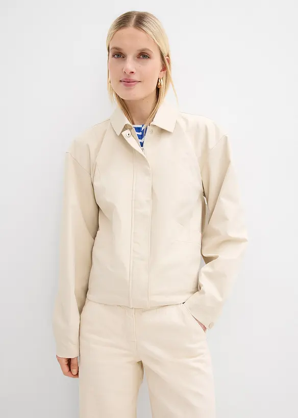 Blouson in beige von vorne (im Anschnitt) - bonprix