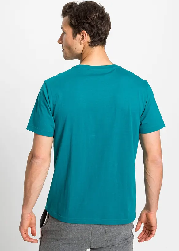 T-Shirt in Regular Fit (3er Pack) in petrol von hinten (im Anschnitt) - bonprix