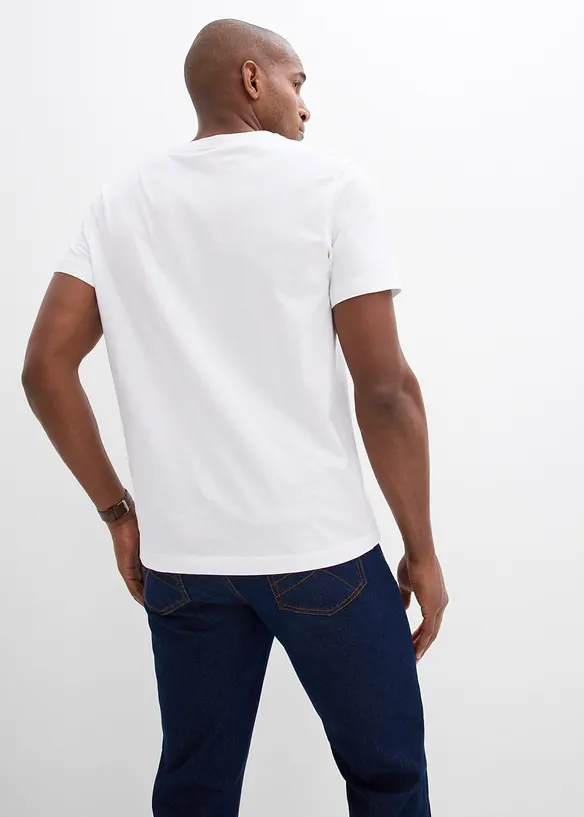 T-Shirt in Regular Fit (3er Pack) in weiß von hinten (im Anschnitt) - bonprix