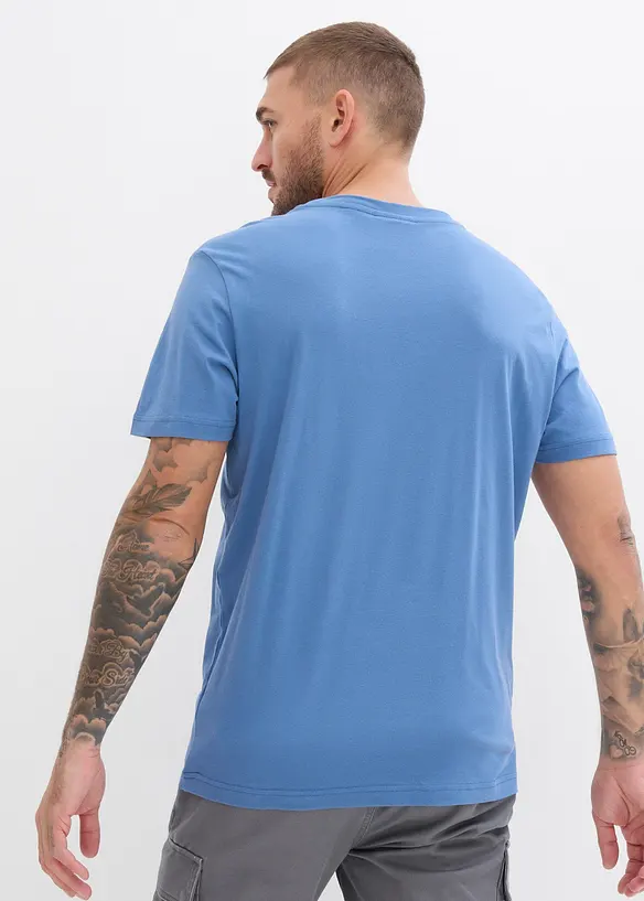 T-Shirt in Regular Fit (3er Pack) in blau von hinten (im Anschnitt) - bonprix