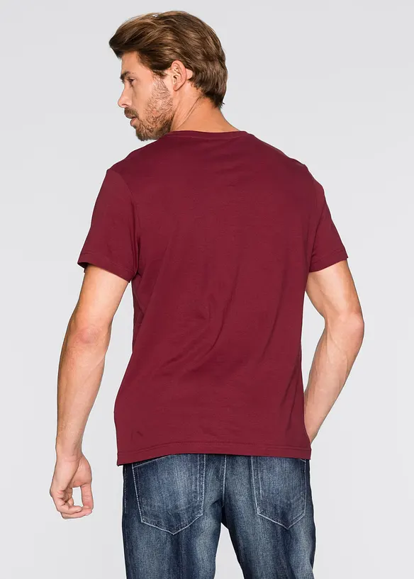 T-Shirt in Regular Fit (3er Pack) in rot von hinten (im Anschnitt) - bonprix