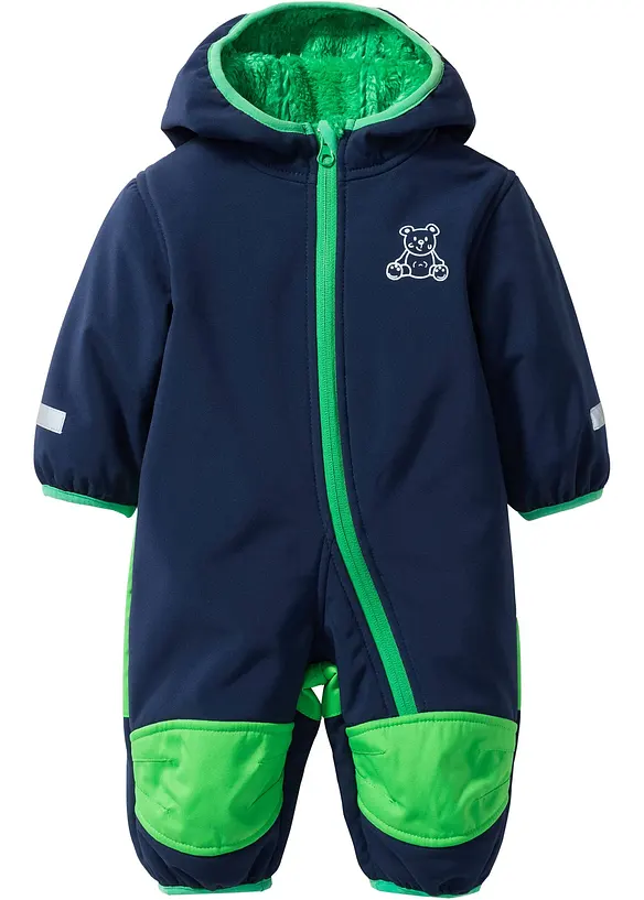 Softshell Overall mit Teddyfleece in blau von vorne - bonprix