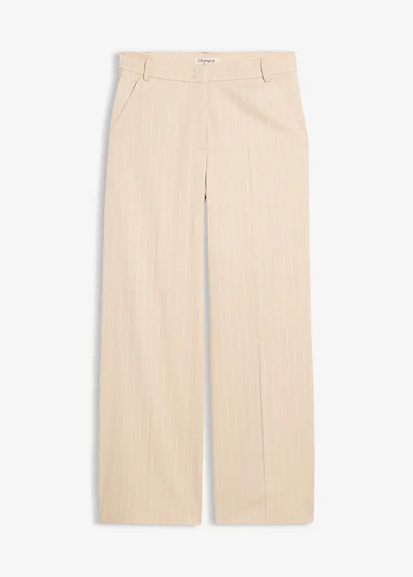 Marlenehose mit Nadelstreifen in beige von vorne - bonprix Marlenehose mit Nadelstreifen in beige von vorne - bonprix
