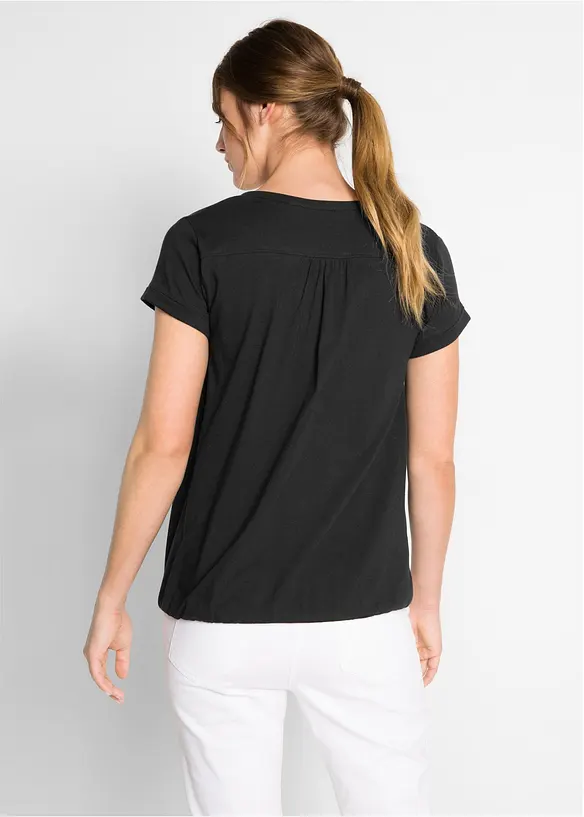 Baumwoll-Shirt, Kurzarm in schwarz von hinten (im Anschnitt) - bonprix