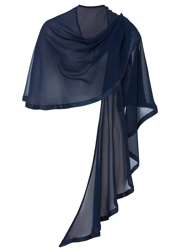 Stola mit feinem Satindetail in blau von vorne - bonprix Stola mit feinem Satindetail in blau von vorne - bonprix