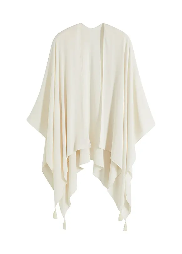 Sommerponcho aus reiner Viskose in weiß von vorne - bonprix