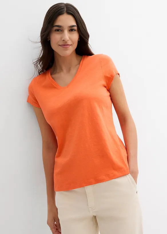 T-Shirt aus reiner Bio-Baumwolle (2er Pack) in schwarz von vorne (im Anschnitt) - bonprix T-Shirt aus reiner Bio-Baumwolle (2er Pack) in schwarz von vorne (im Anschnitt) - bonprix