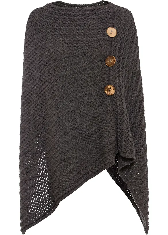 Poncho mit Knöpfen in grau - bonprix