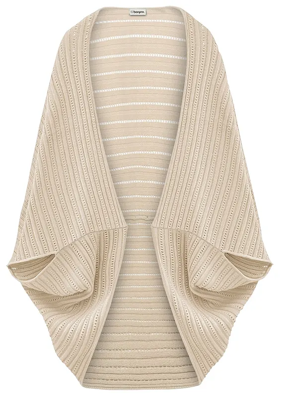 Poncho aus Feinstrick in beige von vorne - bonprix