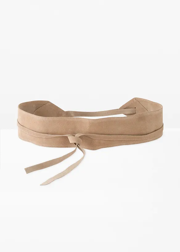 Bindegürtel aus Leder in beige von vorne - bonprix