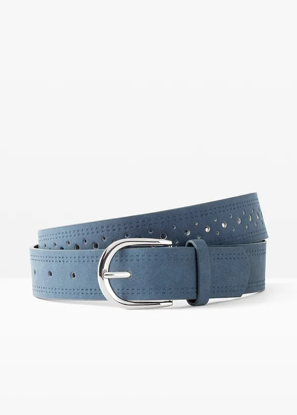 Gürtel mit Lochmuster in blau von vorne - bonprix
