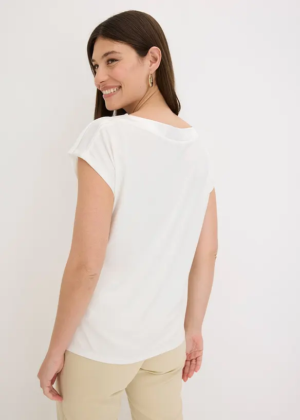 Shirt mit Satinpasse in weiß von hinten (im Anschnitt) - bonprix Shirt mit Satinpasse in weiß von hinten (im Anschnitt) - bonprix