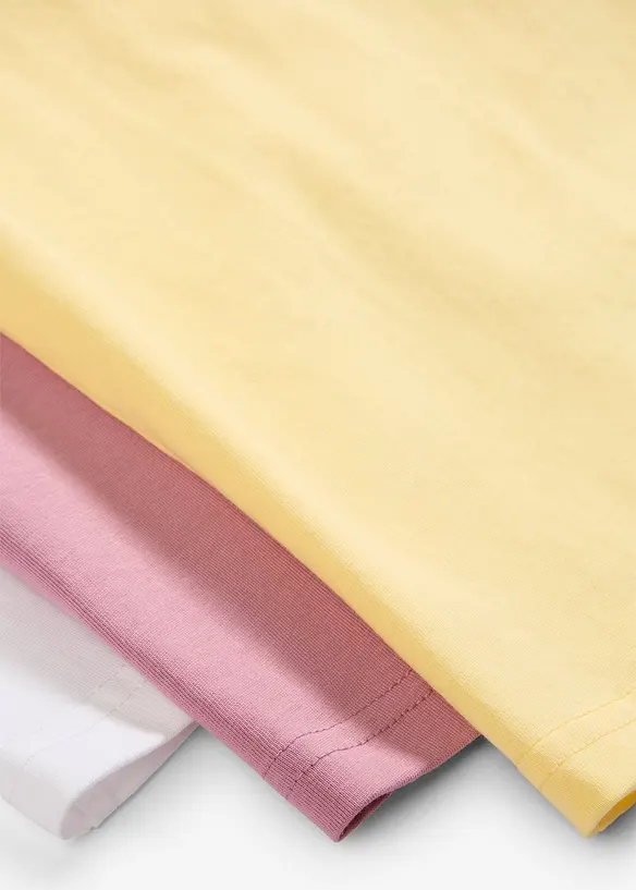 T-Shirt aus reiner Bio-Baumwolle (3er Pack) in rosa - bonprix