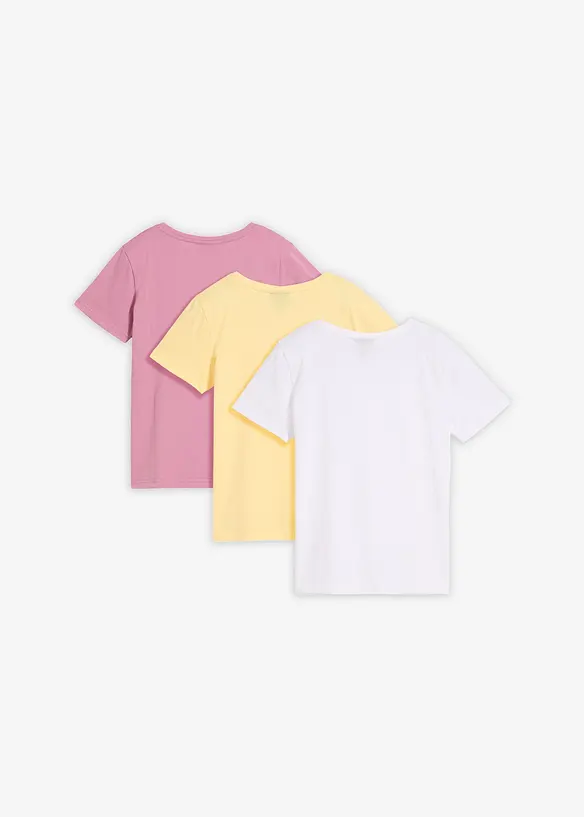 T-Shirt aus reiner Bio-Baumwolle (3er Pack) in rosa von hinten - bonprix